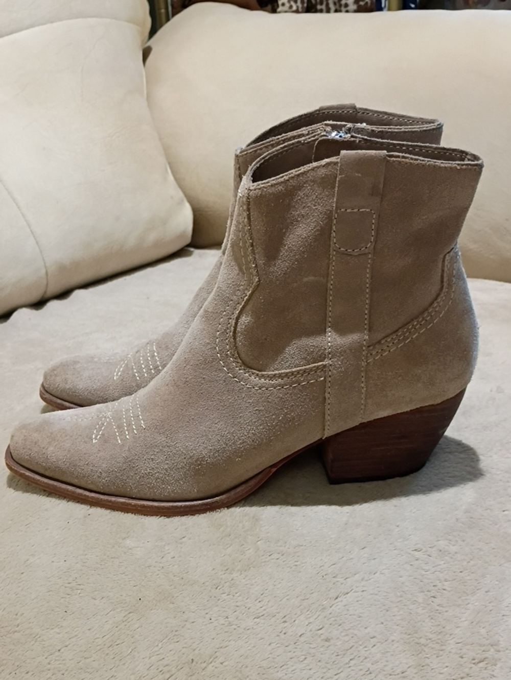 Dolce Vita Taupe Suede Ankle Bootie - Picture 3 of 10